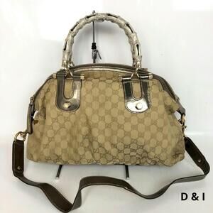 GUCCI Sukey GG Canvas Handbag Shoulder Bag Crossbody Interlocking Charm
